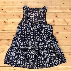 Sheer Black and Tan Sleeveless Shirt